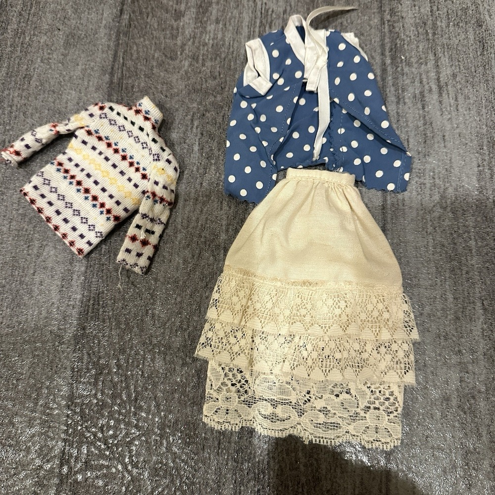 vintage Lot barbie clothes lot 60s 70s Shirt Turtleneck Lace Skirt Snaps 3 Piece